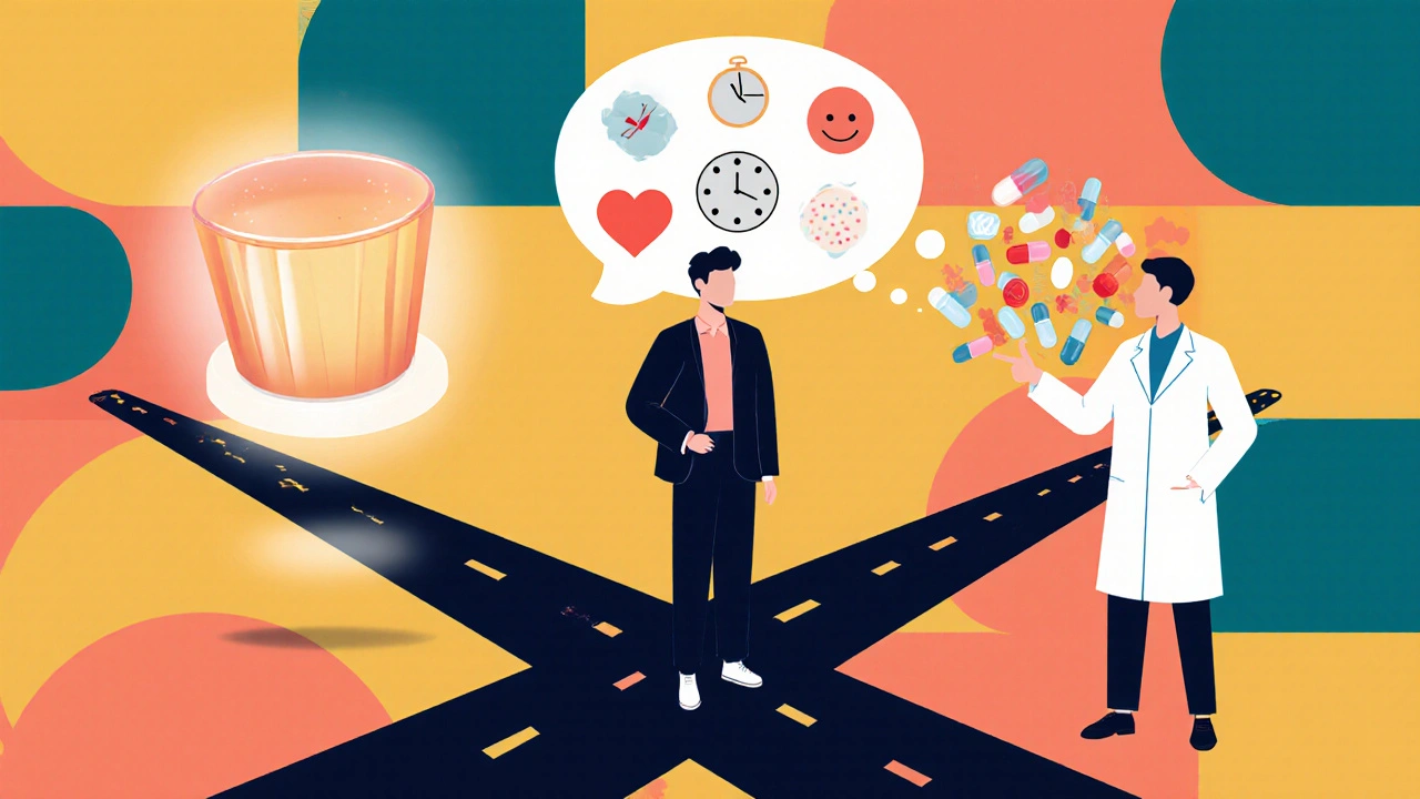 Figura masculina pensando en tratamientos, resaltando el gel.