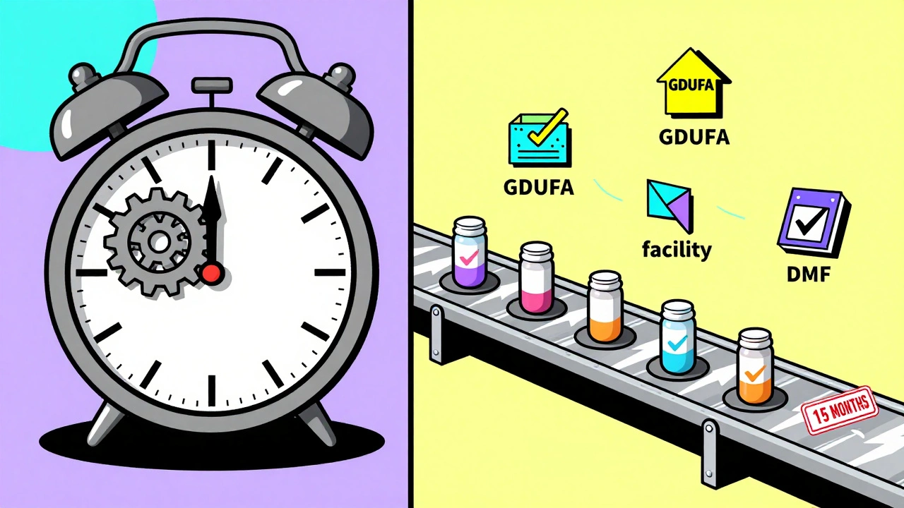 Reloj lento vs. cinta rápida de aprobación de medicamentos genéricos.