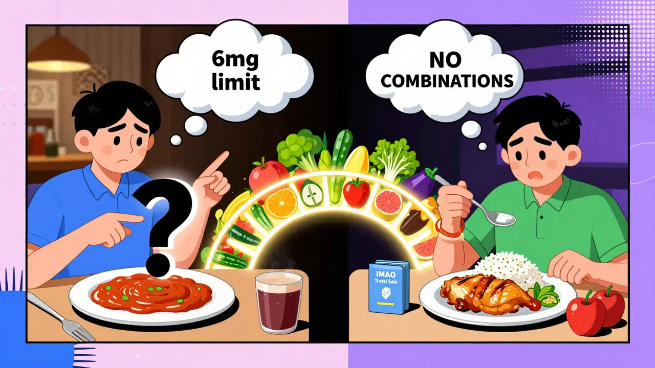 Viajero eligiendo alimentos seguros en un estilo gráfico de barras y frutas en diseño Memphis.