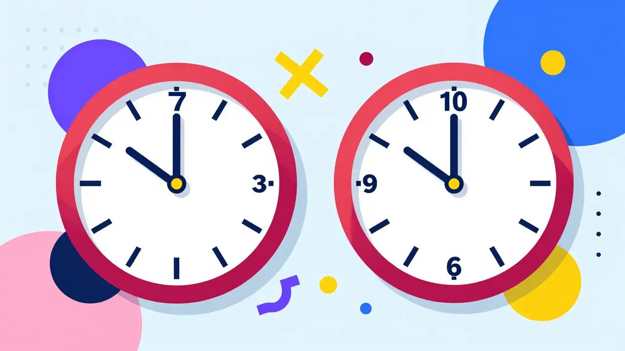 Dos relojes estilizados comparando los periodos de exclusividad de EE. UU. y la UE.