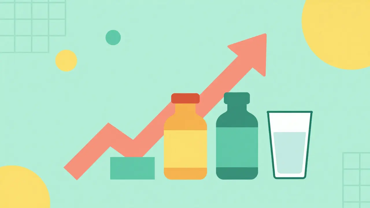 Ilustración estilo Memphis que muestra el camino hacia la recuperación con apoyo médico.