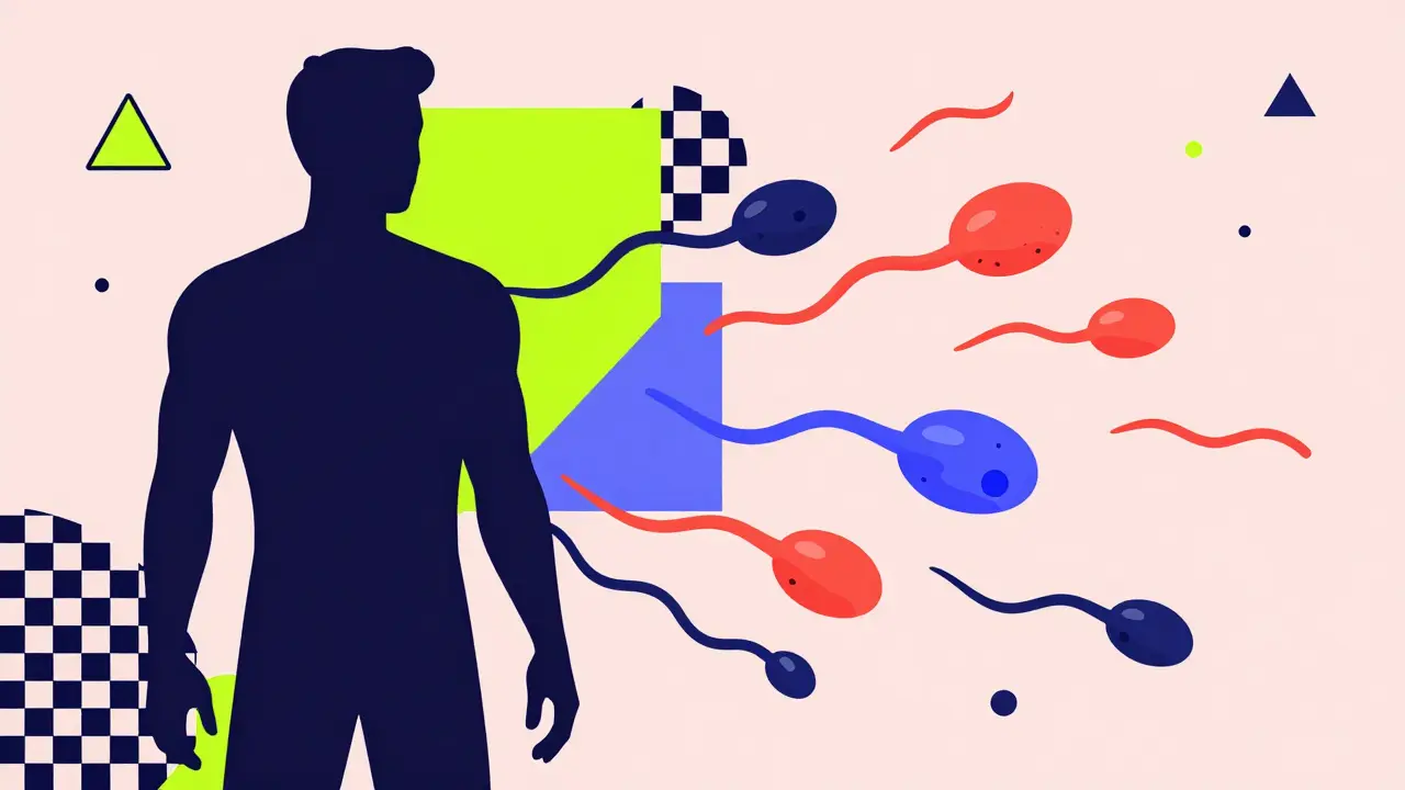 Arte geométrico Memphis mostrando efectos de medicamentos en la fertilidad masculina