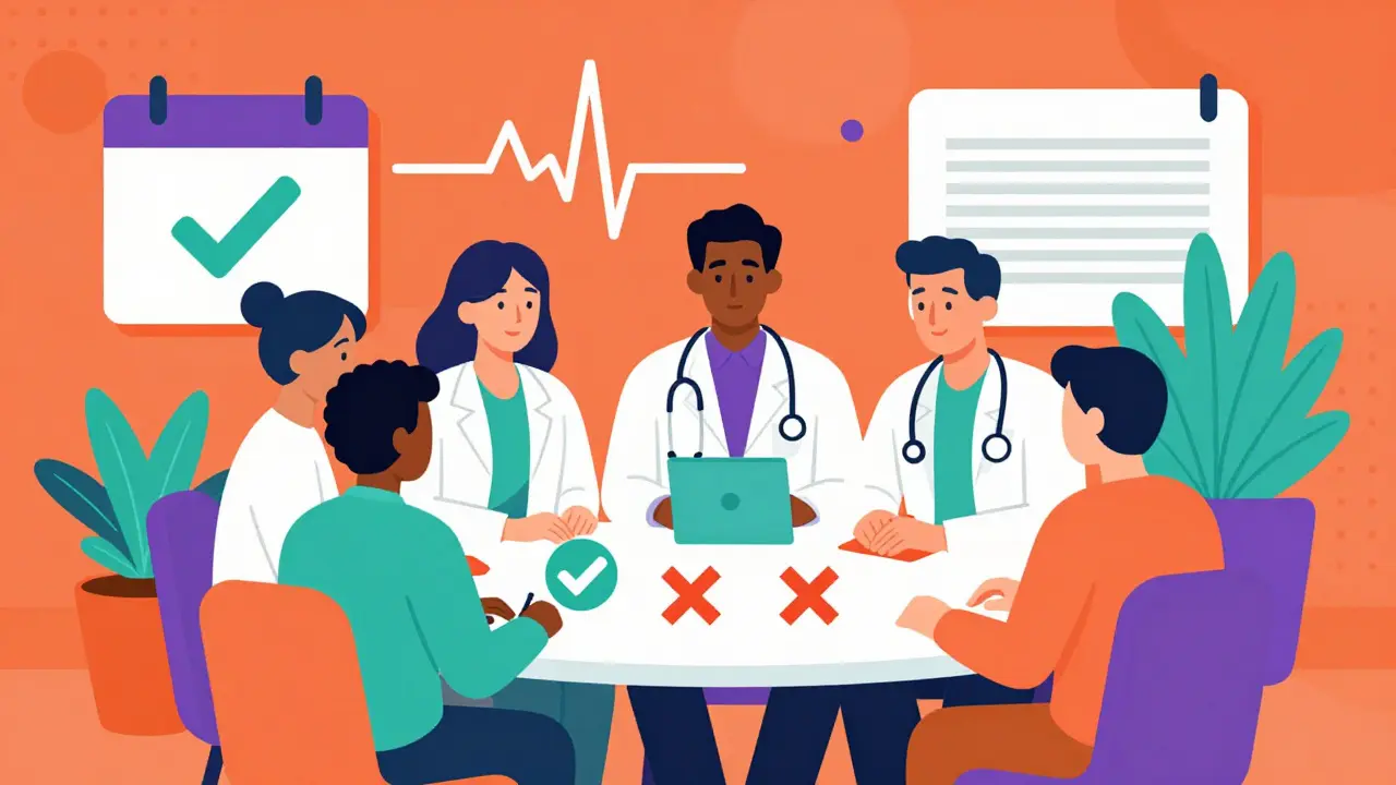 Escena estilo Memphis de planificación preconcepcional con médicos y pacientes