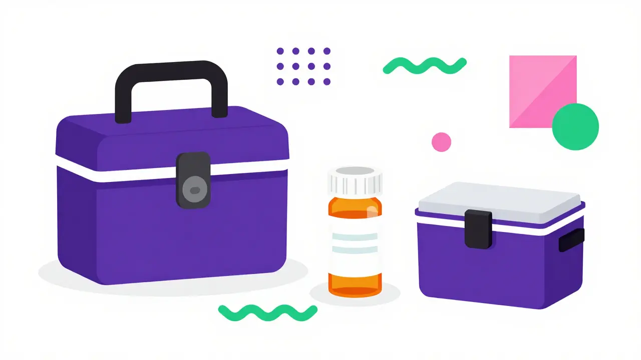 Esenciales de seguridad para viajar: caja portátil y frascos originales