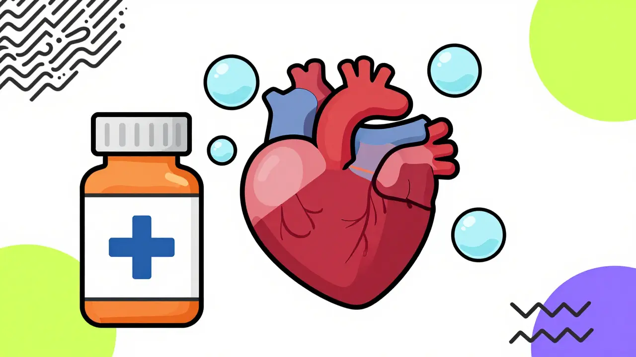 Pastillas protegiendo el corazón con patrones geométricos coloridos