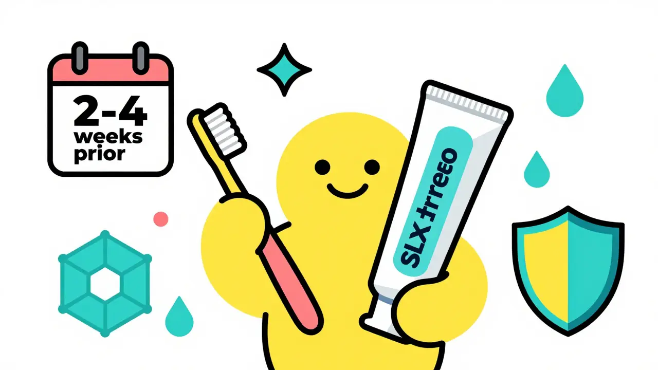 Cuidado dental preventivo con cepillo suave en diseño gráfico Memphis