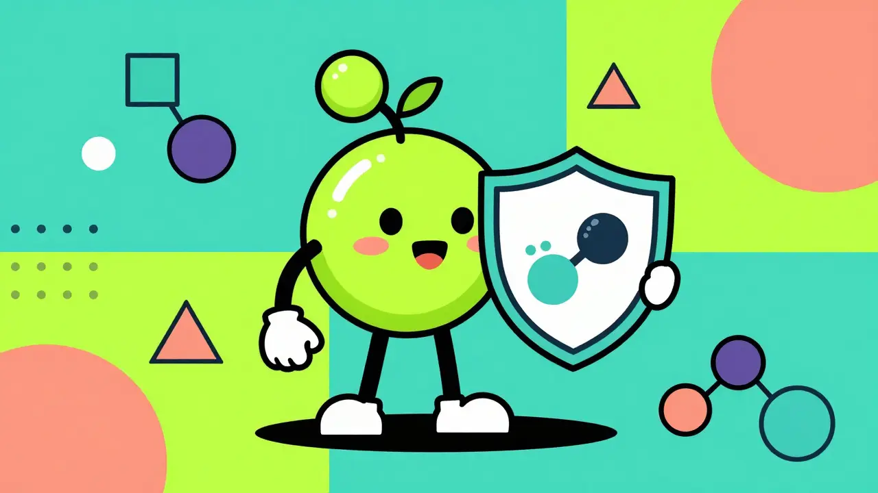 Diseño gráfico abstracto mostrando enzimas y medicamentos bloqueando el ácido úrico